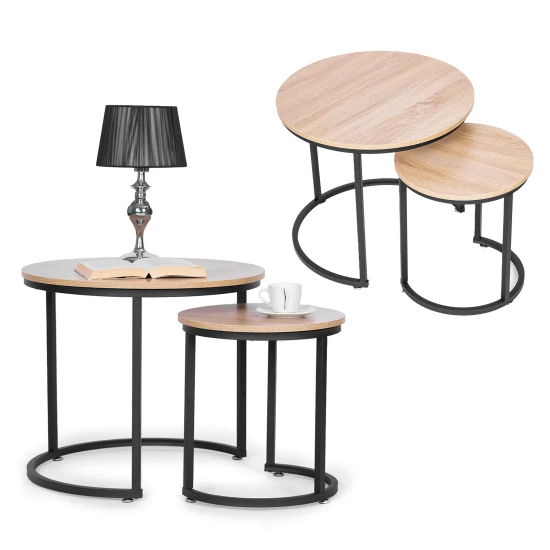 Set of 2 coffee tables round loft design ModernHome