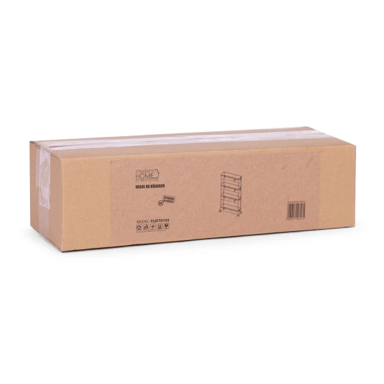 Melns plastmasas vannas istabas plaukts ar 4 plauktiem un riteņiem Plaukti ModernHome