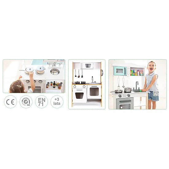Puinen leikkikeittiö lapsille lisävarusteineen Lapsille ECOTOYS