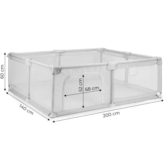 Pelēka bērnu rotaļu nožogojuma ar bumbiņām, 140x200 cm Aizsargbarjeras ECOTOYS