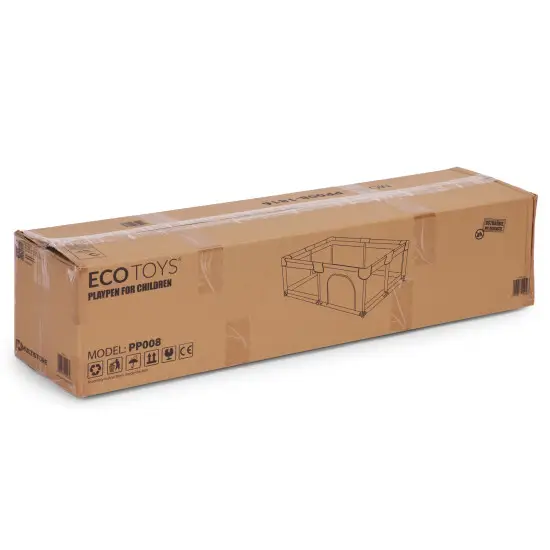 Pelēka bērnu rotaļu nožogojuma ar bumbiņām 160 x 200 cm Aizsargbarjeras ECOTOYS