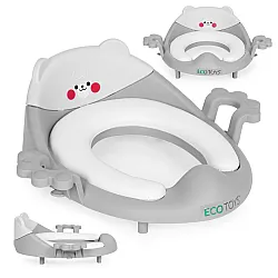 Bērnu tualetes sēdeklis ar rokturīšiem, ar mīkstu spilventiņu, pelēkā krāsā, „ECOTOYS“