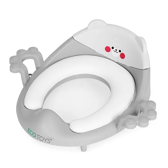 Bērnu tualetes sēdeklis ar rokturīšiem, ar mīkstu spilventiņu, pelēkā krāsā, „ECOTOYS“