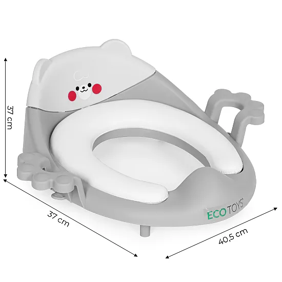 Bērnu tualetes sēdeklis ar rokturīšiem, ar mīkstu spilventiņu, pelēkā krāsā, „ECOTOYS“