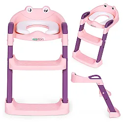 Bērniem paredzēts tualetes sēdeklis ar pakāpieniem un kāpnītēm, rozā krāsā, „ECOTOYS“