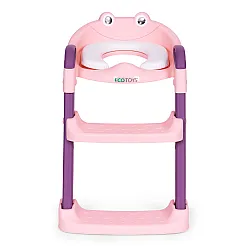 Bērniem paredzēts tualetes sēdeklis ar pakāpieniem un kāpnītēm, rozā krāsā, „ECOTOYS“