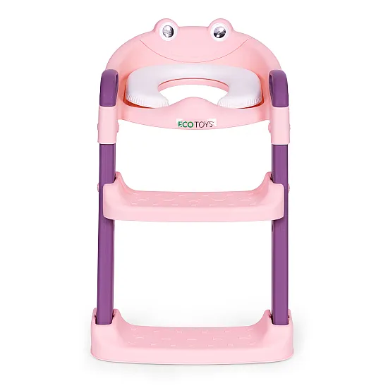 Bērniem paredzēts tualetes sēdeklis ar pakāpieniem un kāpnītēm, rozā krāsā, „ECOTOYS“
