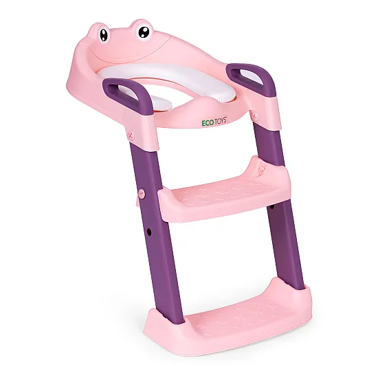 Bērniem paredzēts tualetes sēdeklis ar pakāpieniem un kāpnītēm, rozā krāsā, „ECOTOYS“