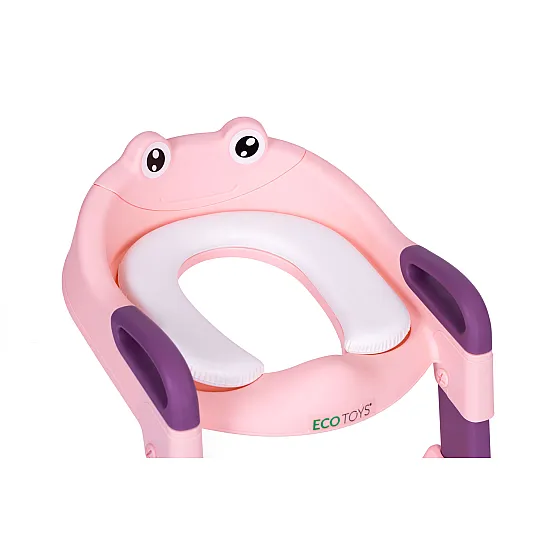 Bērniem paredzēts tualetes sēdeklis ar pakāpieniem un kāpnītēm, rozā krāsā, „ECOTOYS“