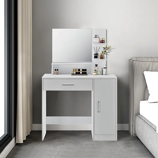 Balts tualetes galdiņš ar spoguli „ModernHome“