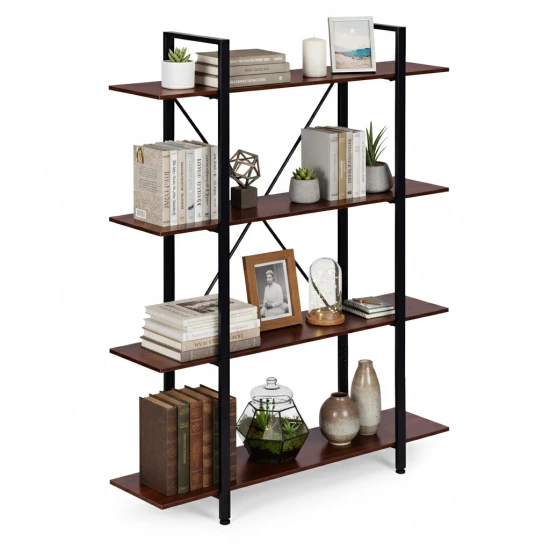 Plaukts ar metāla rāmi dzīvojamajai istabai vai birojam, 4 plaukti Plaukti ModernHome