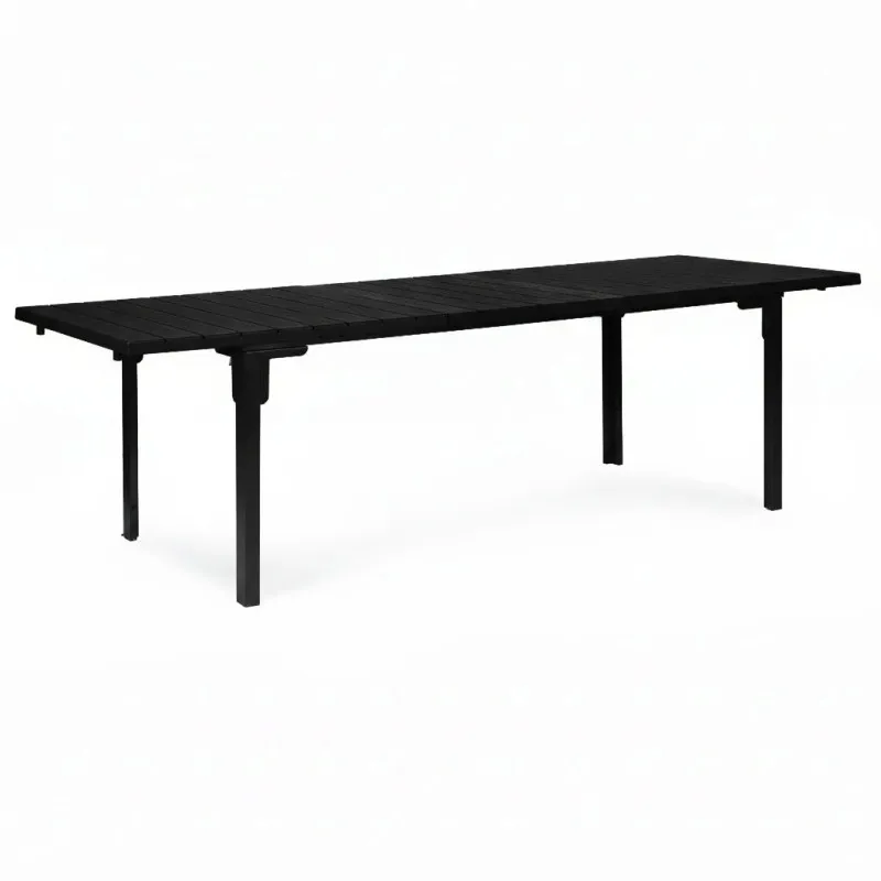 Izvelkamais melns galds 180–240 cm