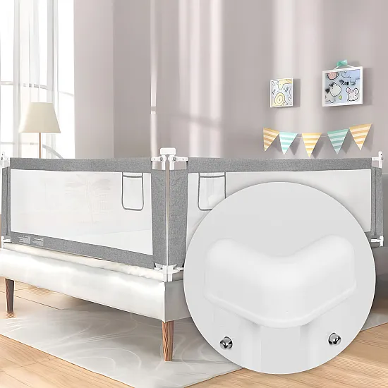 Szara barierka zabezpieczająca do łóżka, 180 cm Bariery ochronne ECOTOYS