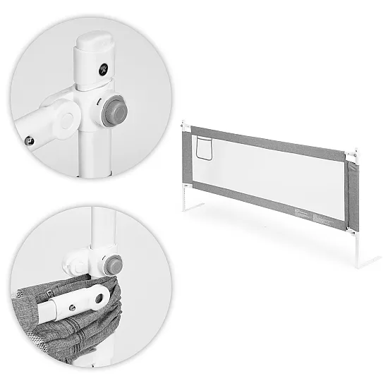 Szara barierka zabezpieczająca do łóżka, 180 cm Bariery ochronne ECOTOYS