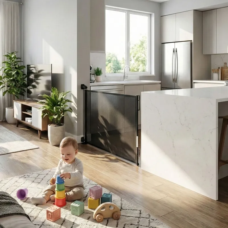 Melns aizsargbarjeras 160 cm, paredzēts kāpnēm un durvīm Aizsargbarjeras ECOTOYS