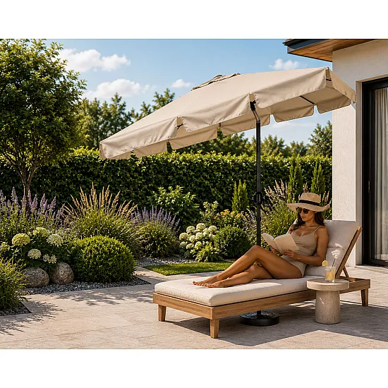 Liels, brūngans, taisnstūra formas dārza lietussargs 200 x 130 cm Multigarden