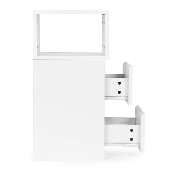 Balta kumode ar 2 atvilktnēm un LED apgaismojumu