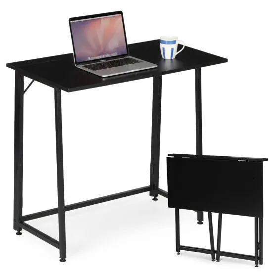 Salokāms melns datora galds 80x45 cm ModernHome