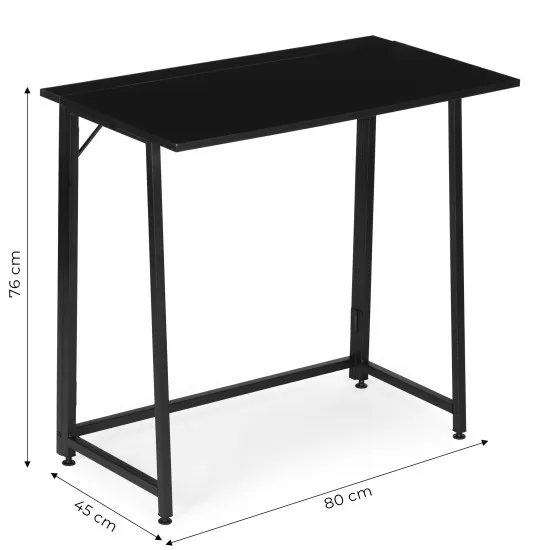 Salokāms melns datora galds 80x45 cm ModernHome