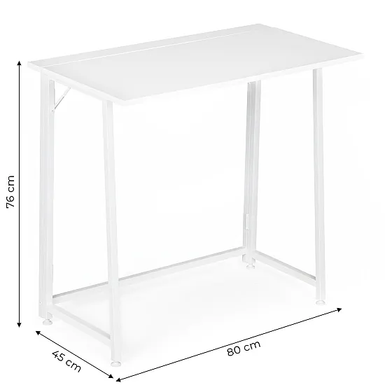 Salokāms balts datora galds 80x45 cm ModernHome