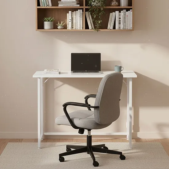 Salokāms balts datora galds 80x45 cm ModernHome