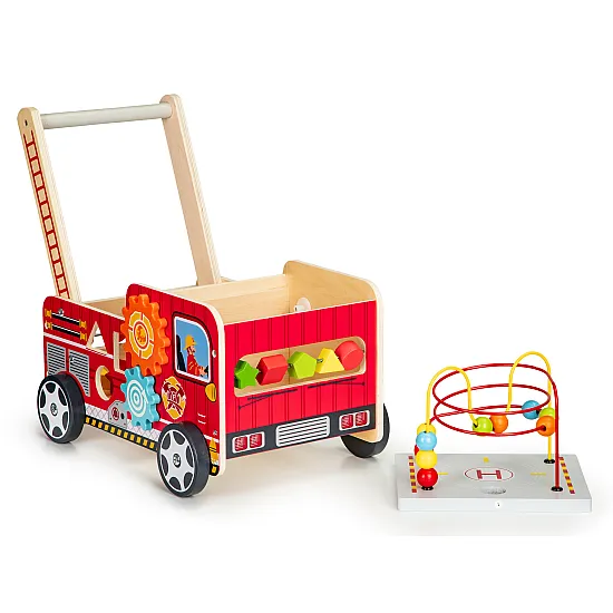 ECOTOYS Koka izglītojoša pastaiga ar gredzeniem bērniem