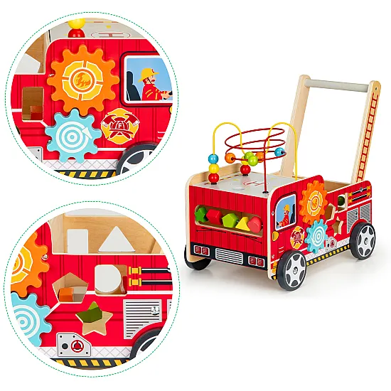 ECOTOYS Koka izglītojoša pastaiga ar gredzeniem bērniem