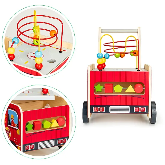 ECOTOYS Koka izglītojoša pastaiga ar gredzeniem bērniem