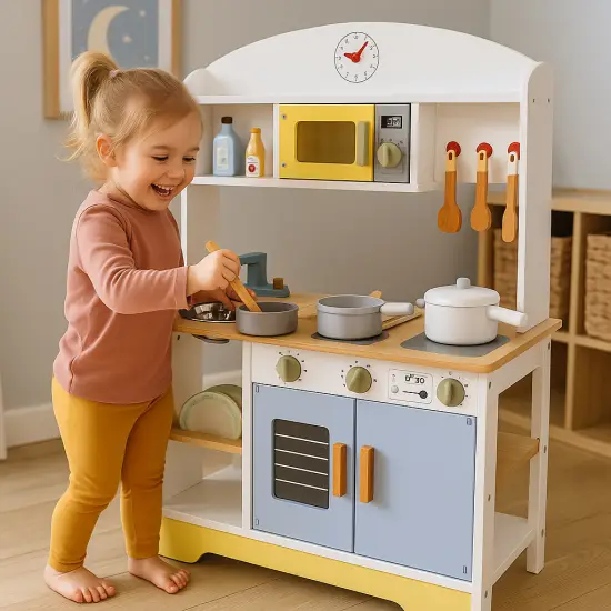 Koka bērnu virtuves komplekts ar piederumiem