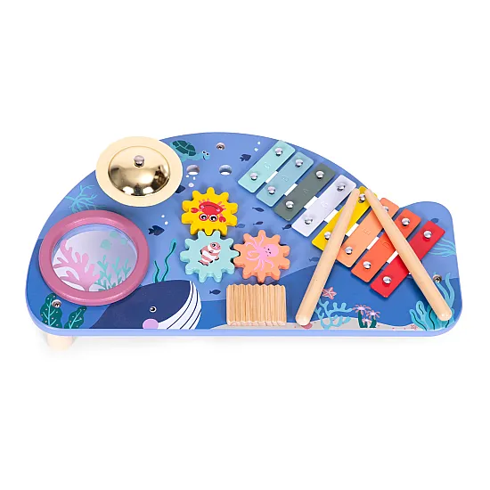 Bērnu koka mūzikas aktivitāšu galdiņš Mūzikas instrumentai ECOTOYS