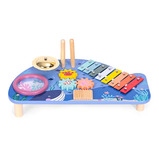 Bērnu koka mūzikas aktivitāšu galdiņš Mūzikas instrumentai ECOTOYS