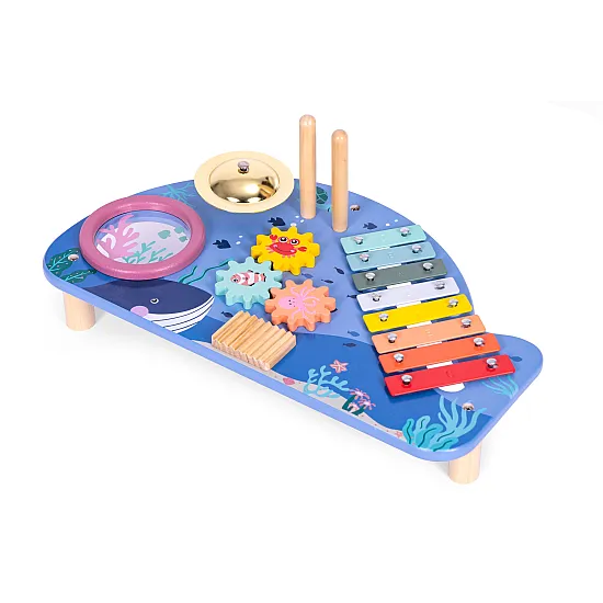 Bērnu koka mūzikas aktivitāšu galdiņš Mūzikas instrumentai ECOTOYS