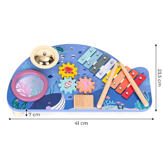 Bērnu koka mūzikas aktivitāšu galdiņš Mūzikas instrumentai ECOTOYS