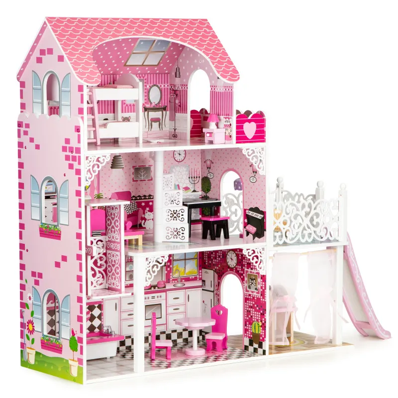 Ecotoys koka leļļu māja Leļļu un spēļu komplekti ECOTOYS
