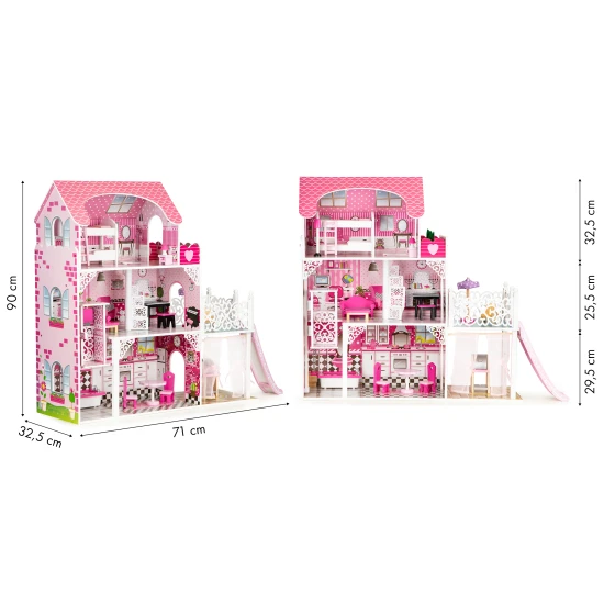 Ecotoys koka leļļu māja Leļļu un spēļu komplekti ECOTOYS