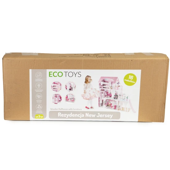 Ecotoys koka leļļu māja Leļļu un spēļu komplekti ECOTOYS