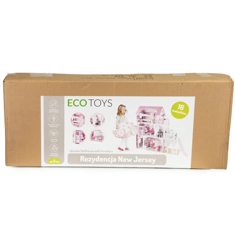 Ecotoys koka leļļu māja Leļļu un spēļu komplekti ECOTOYS
