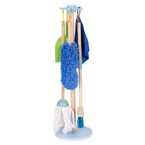 Wooden Cleaning Set for Children Mop Broom with Dustpan 7 Pieces Saimnieki ECOTOYS