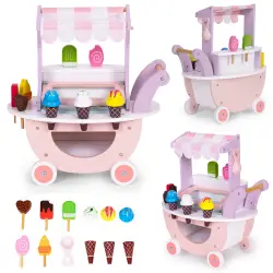Koka saldējuma ratiņi bērniem 12 gab. komplekts ECOTOYS