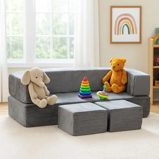 Liels modulārs pelēks dīvāns Bērnu mēbeles ECOTOYS