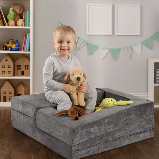 Liels modulārs pelēks dīvāns Bērnu mēbeles ECOTOYS