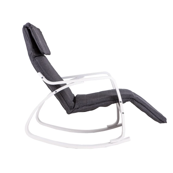 Šūpuļkrēsls pelēkā krāsā ar regulējamu kāju balstu Krēsli un krēsli ModernHome