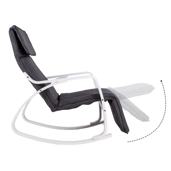 Šūpuļkrēsls pelēkā krāsā ar regulējamu kāju balstu Krēsli un krēsli ModernHome