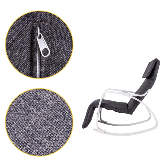 Šūpuļkrēsls pelēkā krāsā ar regulējamu kāju balstu Krēsli un krēsli ModernHome