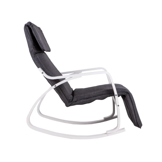 Šūpuļkrēsls pelēkā krāsā ar regulējamu kāju balstu Krēsli un krēsli ModernHome