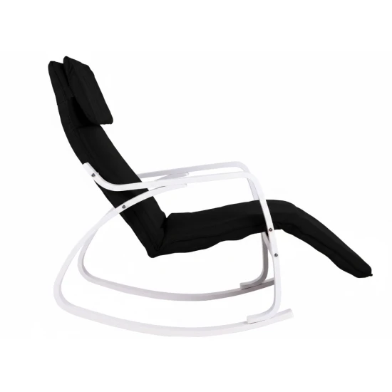 Šūpuļkrēsls melnā krāsā ar regulējamu kāju atbalstu Krēsli un krēsli ModernHome