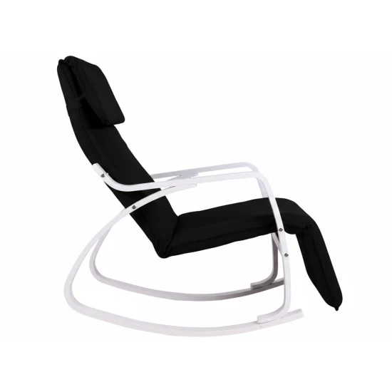 Šūpuļkrēsls melnā krāsā ar regulējamu kāju atbalstu Krēsli un krēsli ModernHome