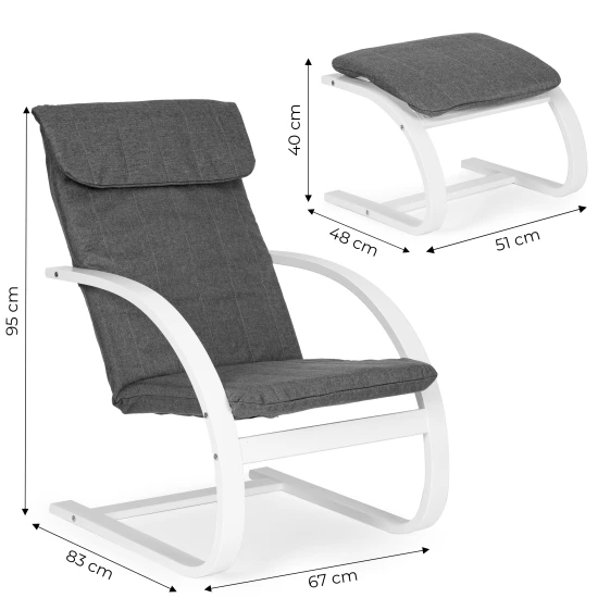 Somu šūpuļkrēsls ar kāju balstu — atpūtas gulta viesistabām ModernHome Krēsli un krēsli ModernHome