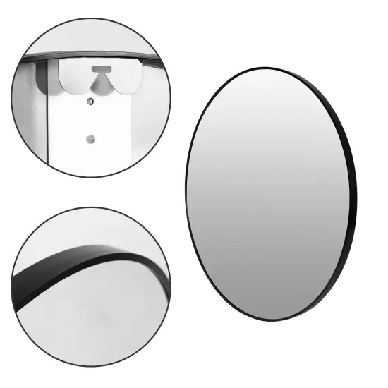 Apaļš melns sienas spogulis 60 cm ModernHome