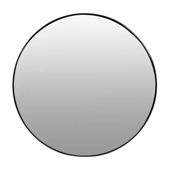 Apaļš melns sienas spogulis 80 cm ModernHome